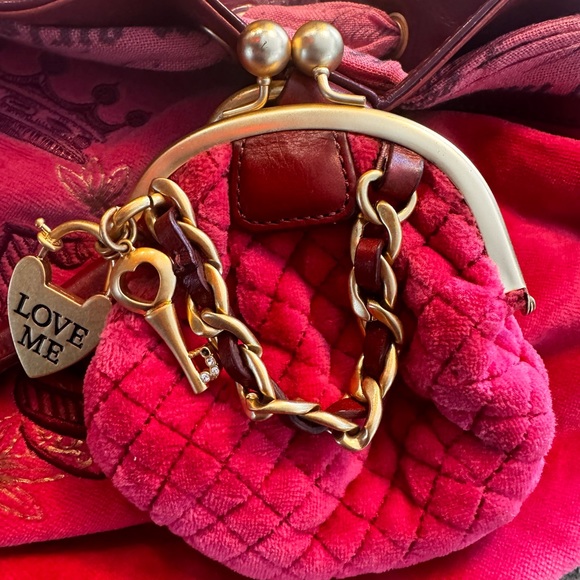 VINTAGE AUTHENTIC Juicy Couture Pink Velour Daydreamer Bag - Picture 5 of 10